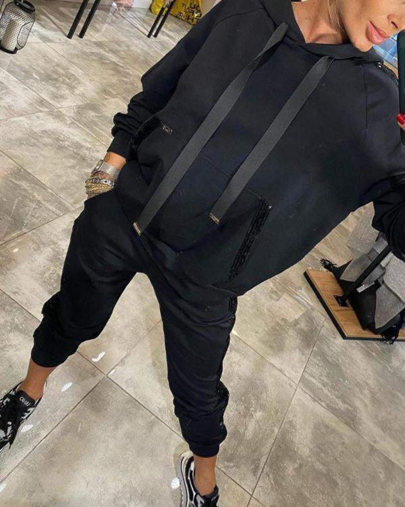 Teresa | Dwuczęściowy zestaw z błyszczącymi detalami