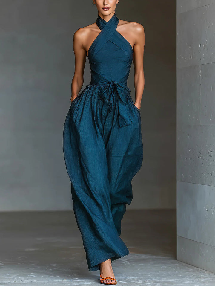 Φόρεμα Halter με Φαρδιά Πόδια Nadia