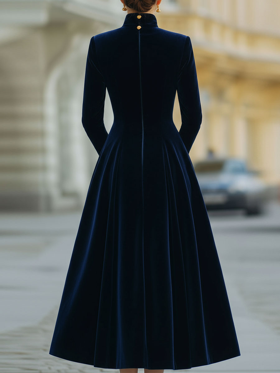 直美| ゴールドアクセントのAラインドレス