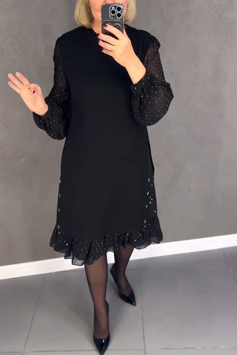 Damska sukienka z okrągłym dekoltem, w jednolitym kolorze, w kolorze gorącego diamentu