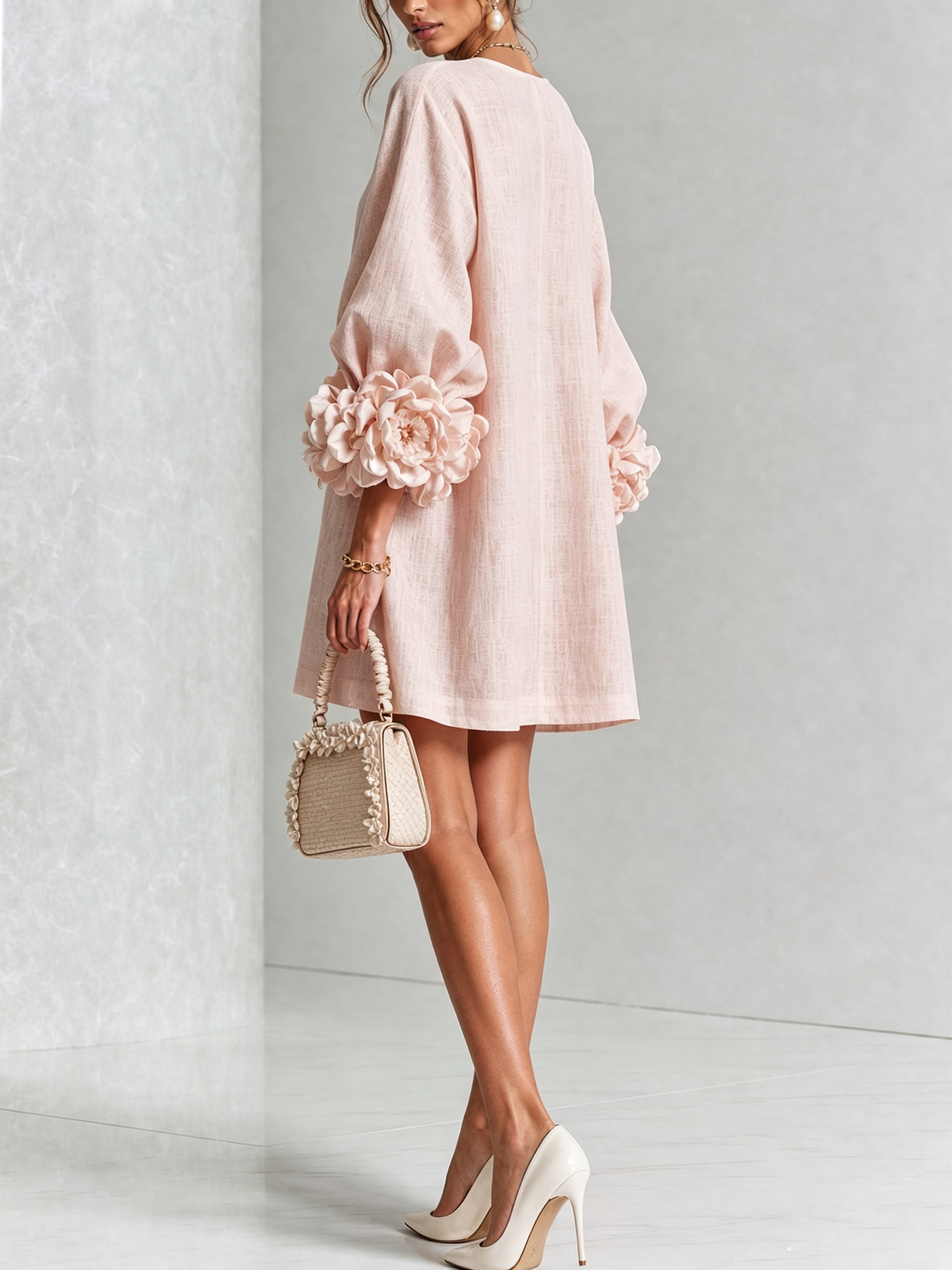 Flora | Floral-Trimmed Statement Mini Dress